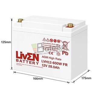 Bater�a 12 Voltios 28 Amperios LVHR12-600W | Liven Battery